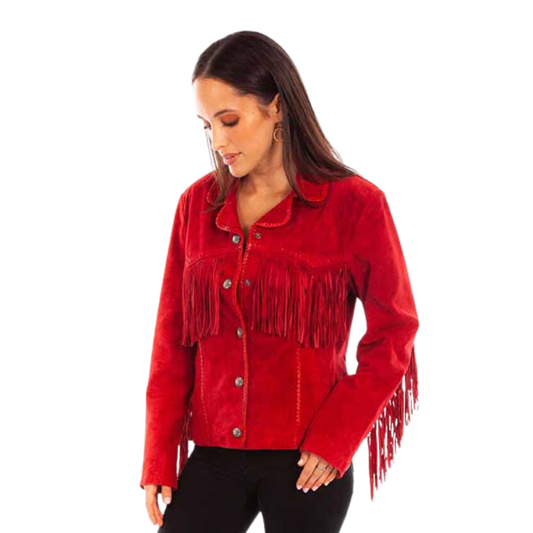 Scully Leathers Women's Suede Fringe Red Jacket