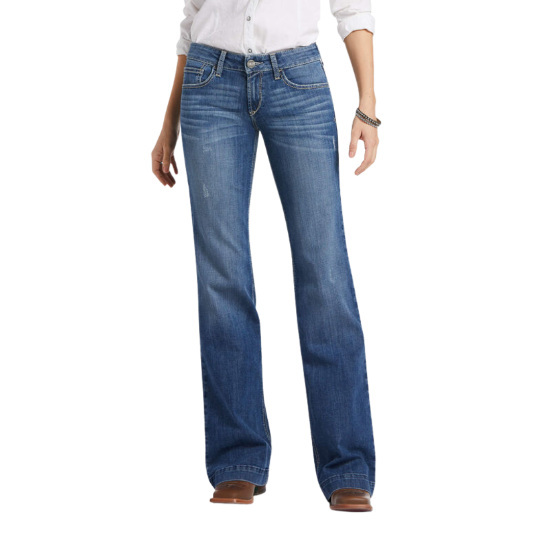 Ariat Women's Trouser Mid Rise Jennifer Wide Blue Jeans
