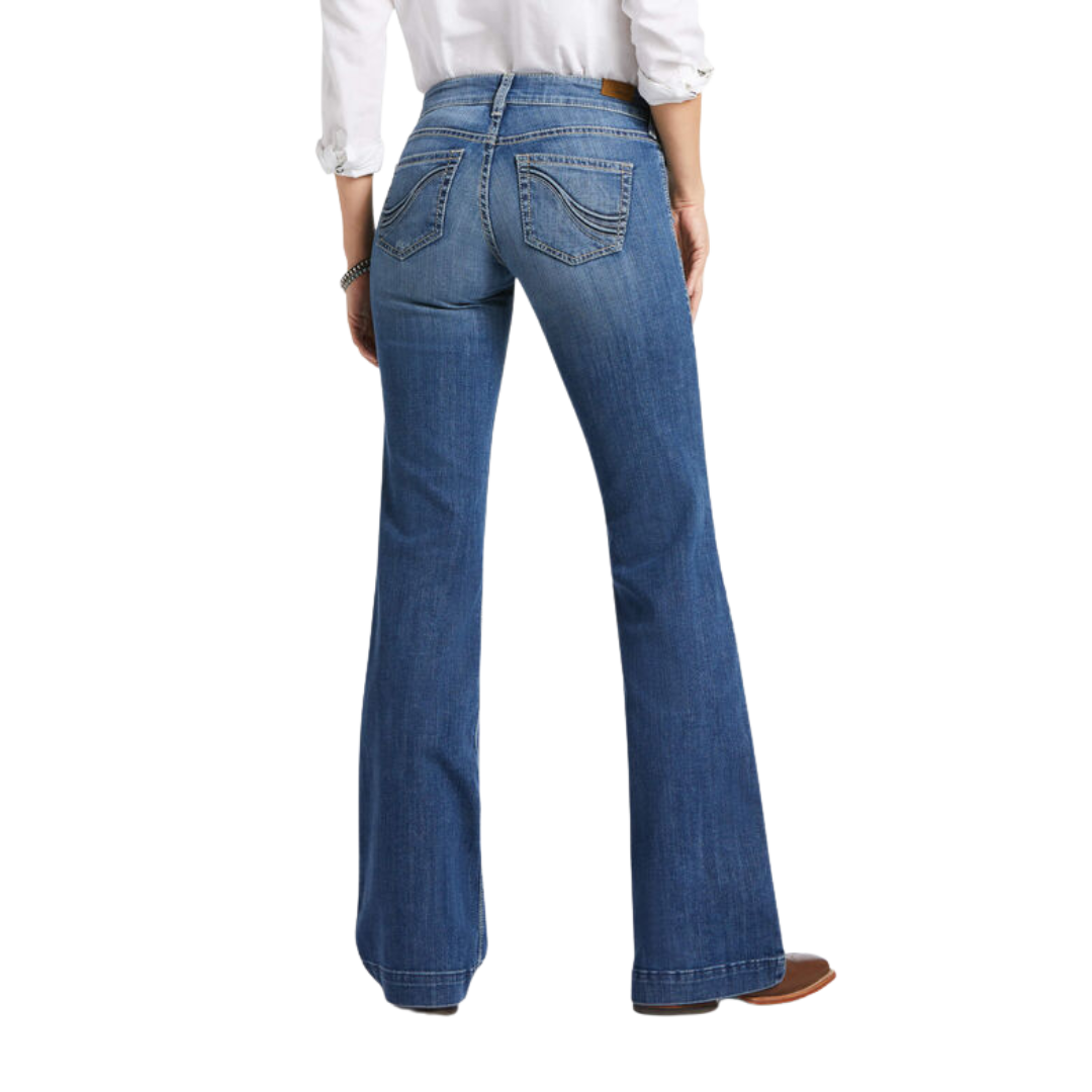 Ariat Women's Trouser Mid Rise Jennifer Wide Blue Jeans