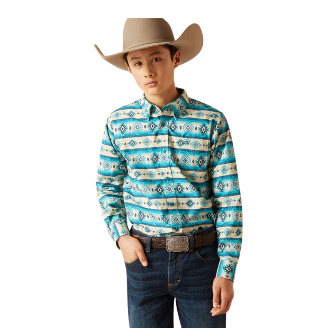 Ariat Youth Boy's Brent Sandshell Blue Shirt