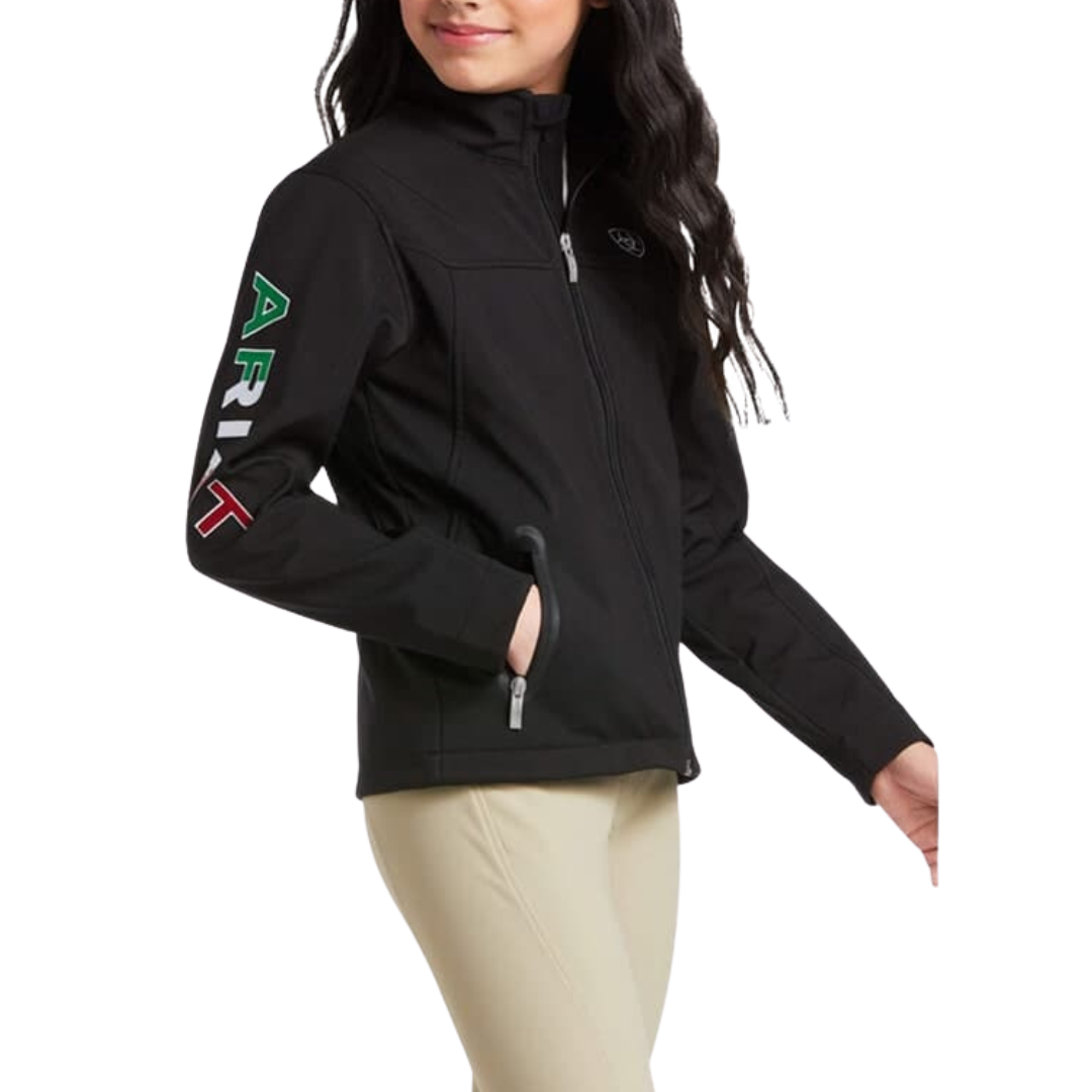Ariat Youth Girl's New Team Softshell Mexico Black Jacket