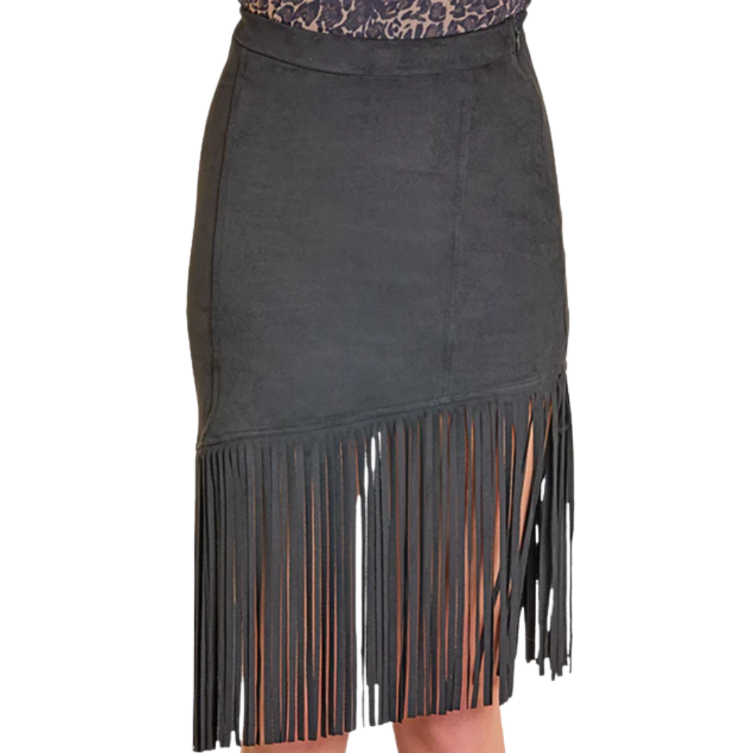 Panhandle Slim Women's Asymmetrical Fringe Black Skirt