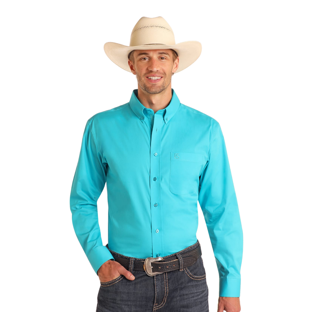 Panhandle Slim Men's Long Sleeve Button Down Light Blue Shirt