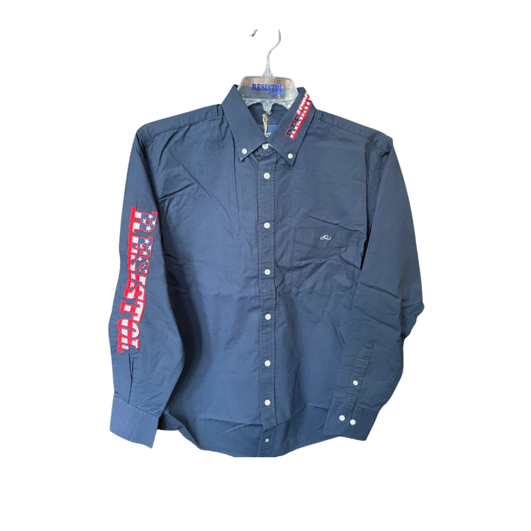 Resistol Men's USA Team Logo Button Up Navy Shirt