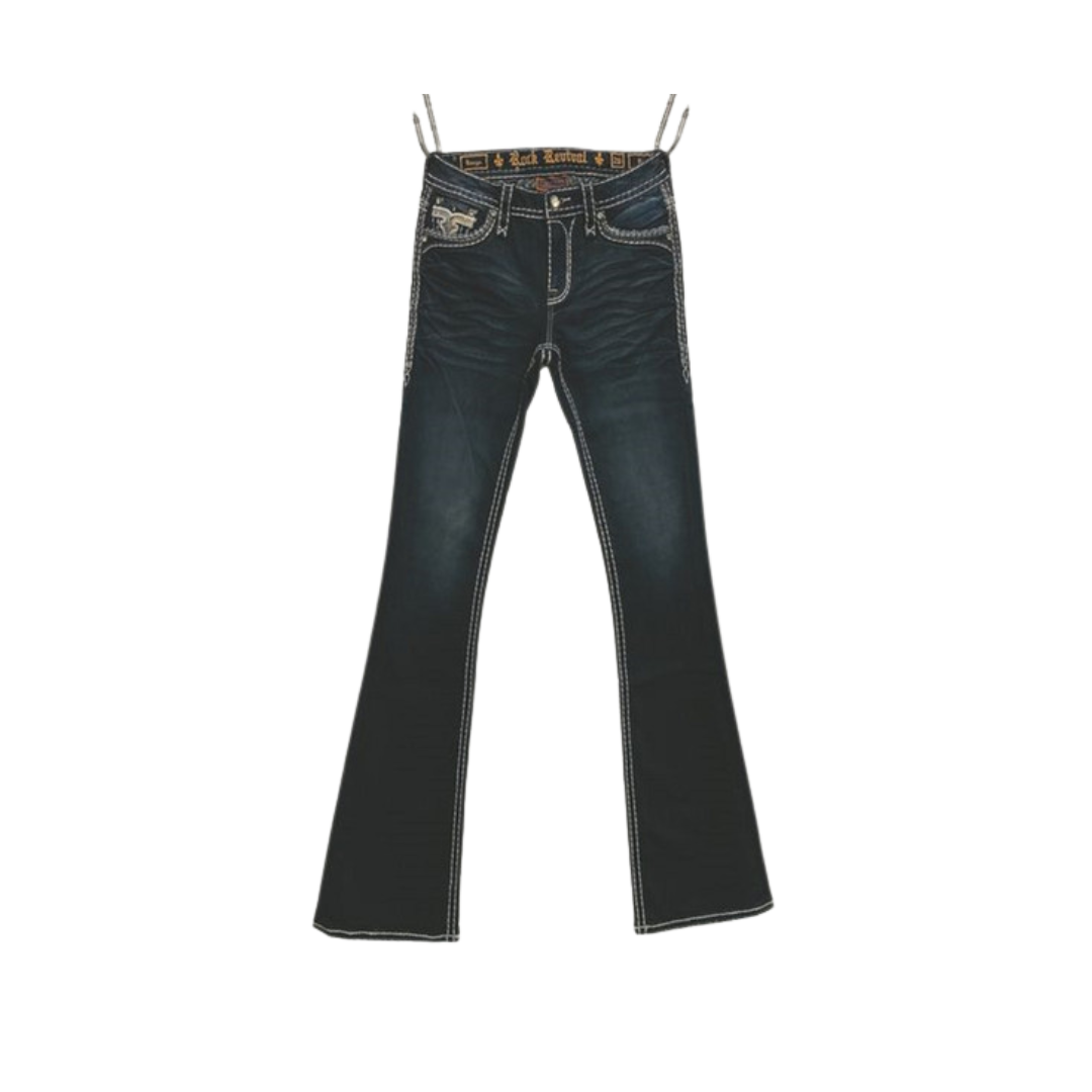 Rock Revival Women's B200 Dark Wash Boot Cut Blue Jeans