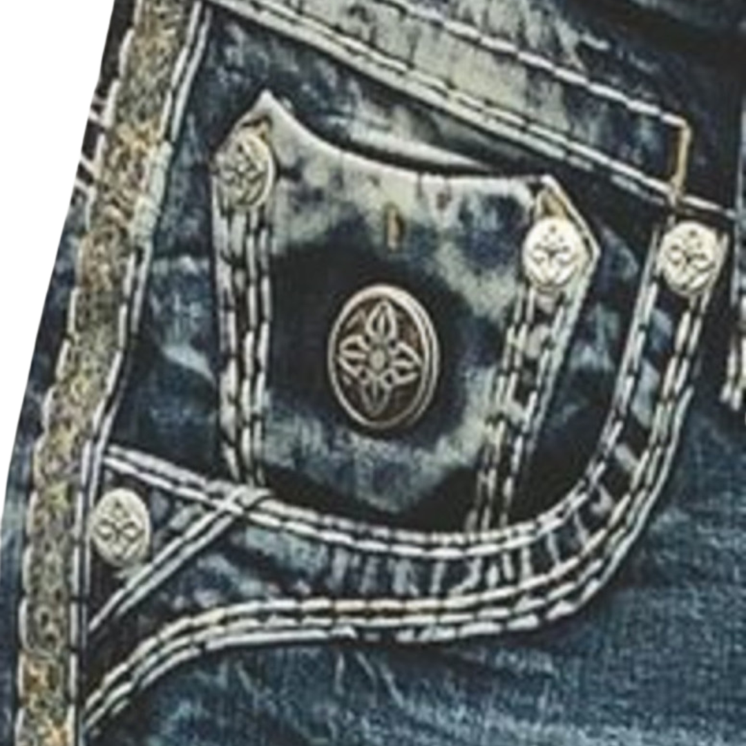 Rock Revival Men's Justice B205 Boot Cut Blue Jeans