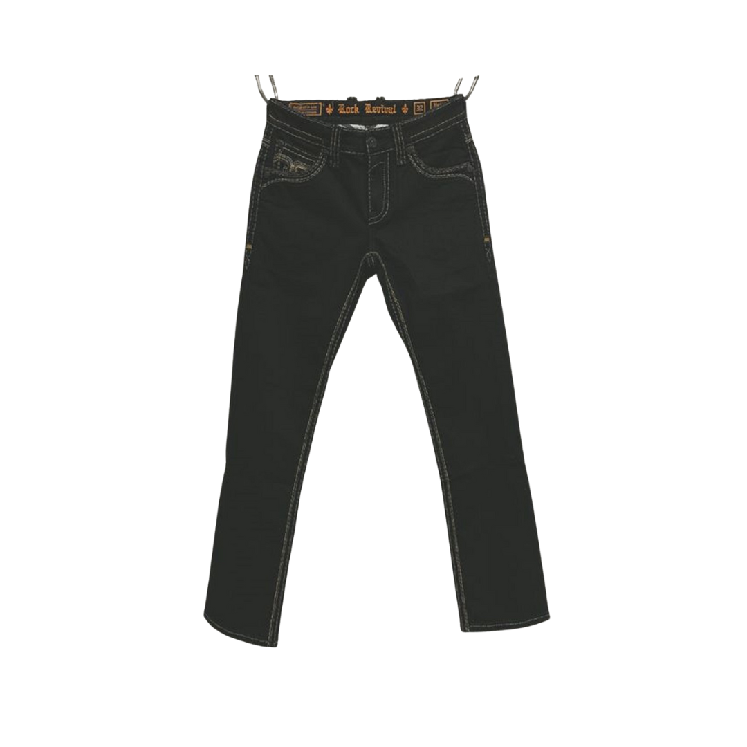 Rock Revival Men's Harlan J200 Straight Dark Black Jeans