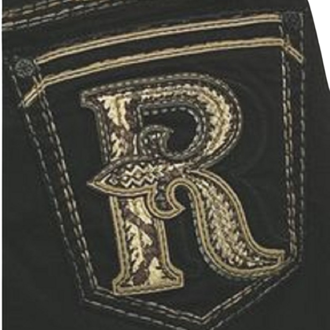 Rock Revival Men's Harlan J200 Straight Dark Black Jeans