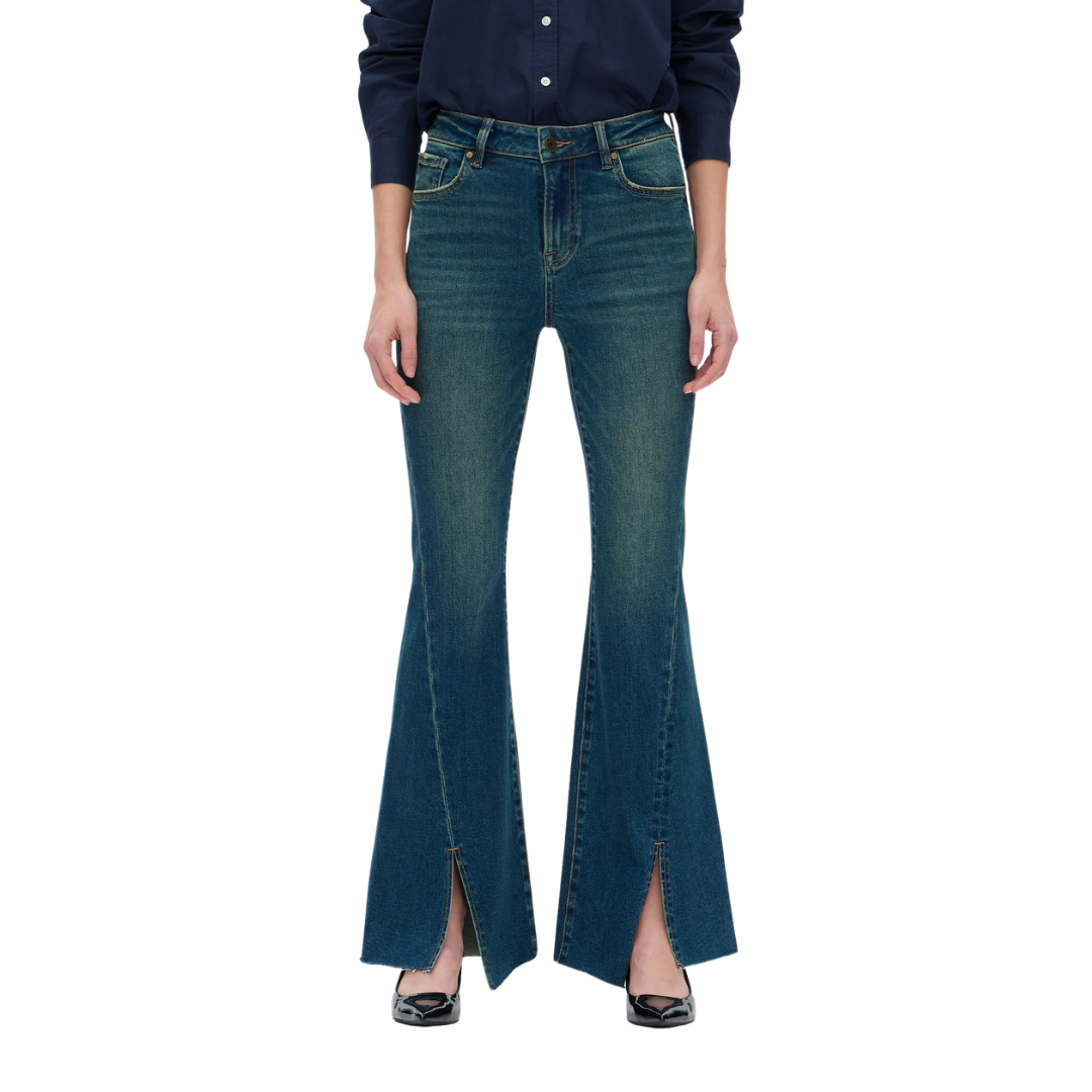 Bayeas Women's High Rise Flare Vintage Blue Jeans