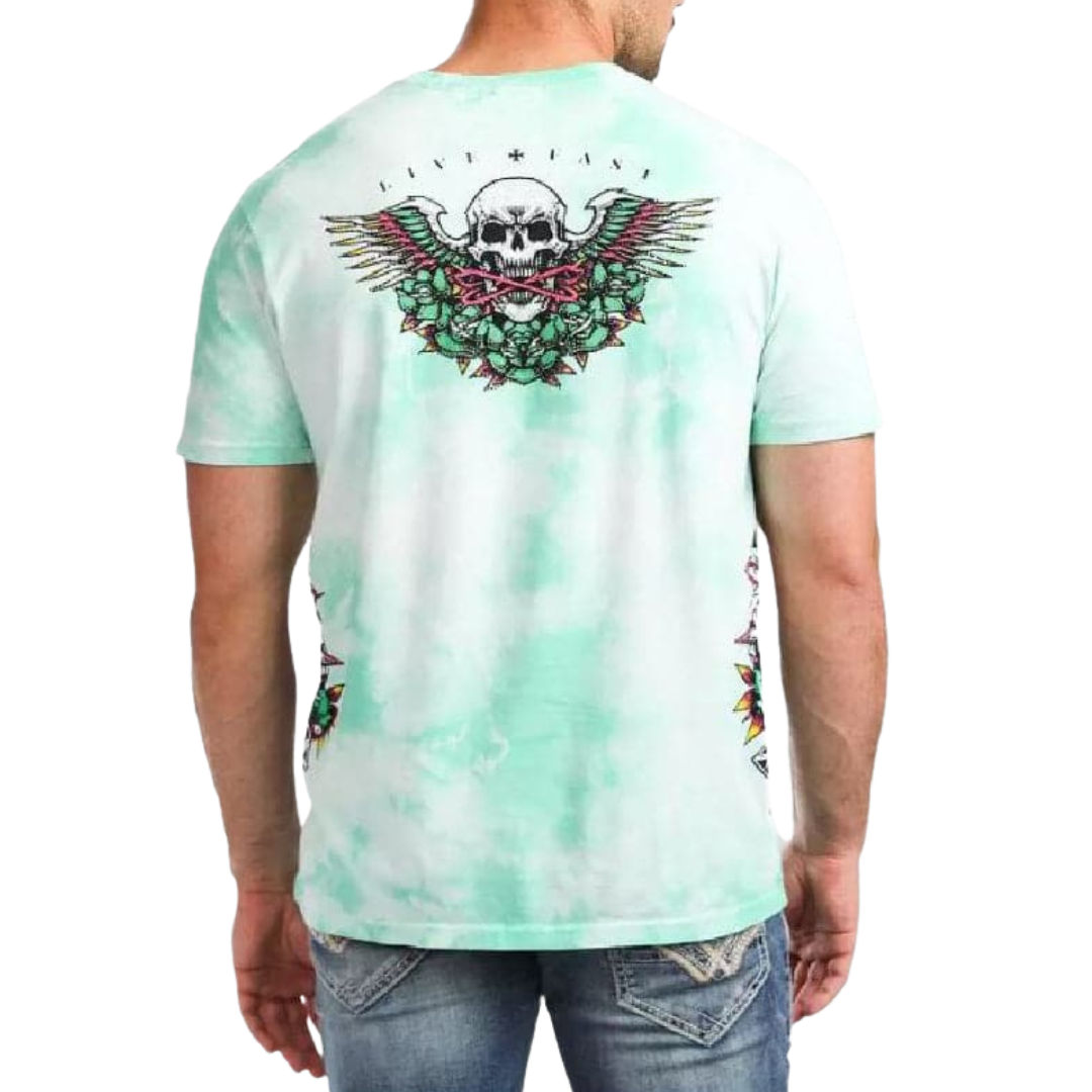 Affliction Men's Twisted Grin Turquoise Tee Shirt