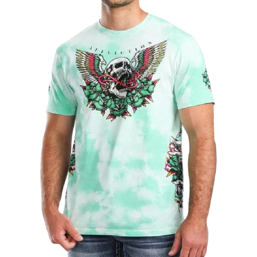 Affliction Men's Twisted Grin Turquoise Tee Shirt