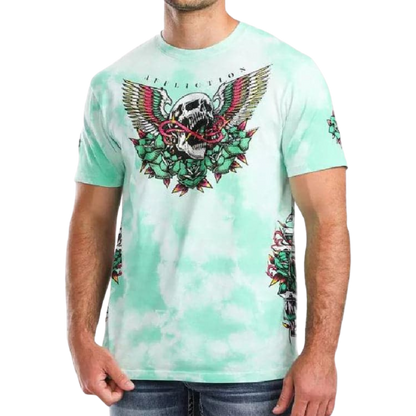 Affliction Men's Twisted Grin Turquoise Tee Shirt - Western Style