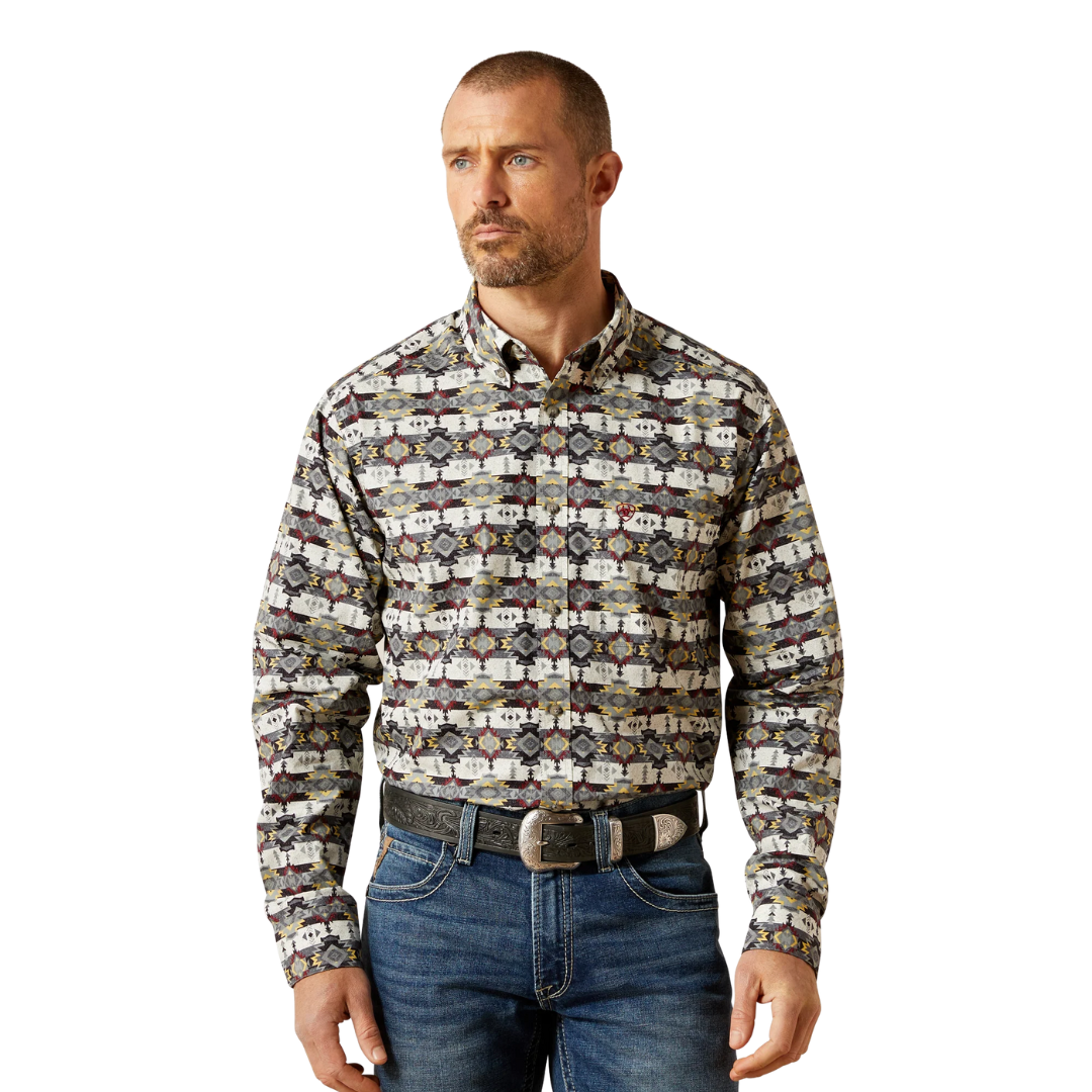 Ariat Men's Fitted Button Down Grey Shirt