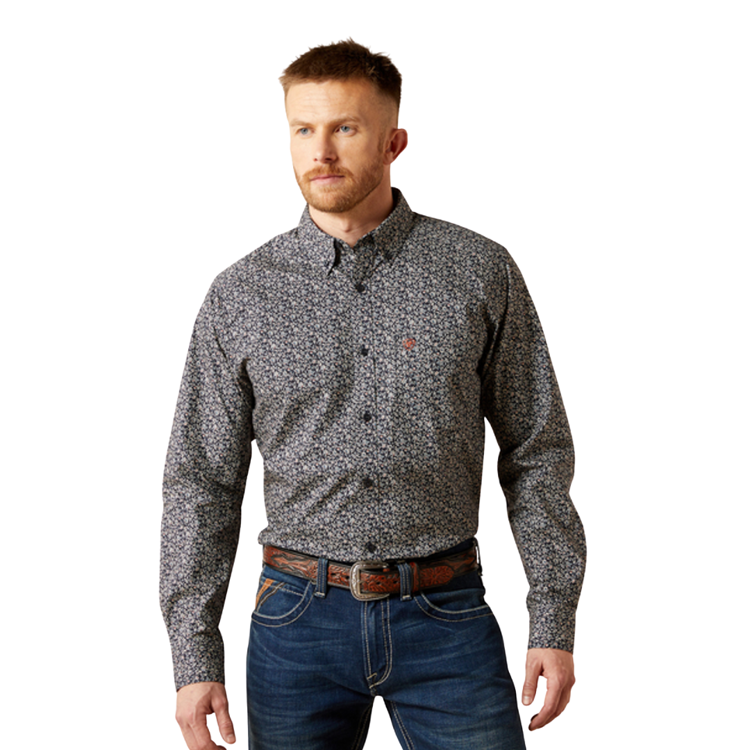 Ariat Men's Wick Fitted Print Navy Shirt