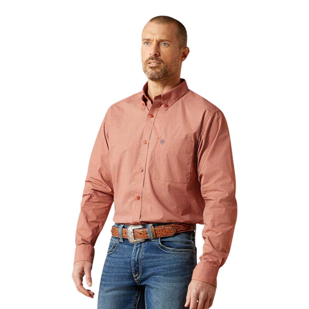 Ariat Men's Warren Fitted Casual Orange Shirt