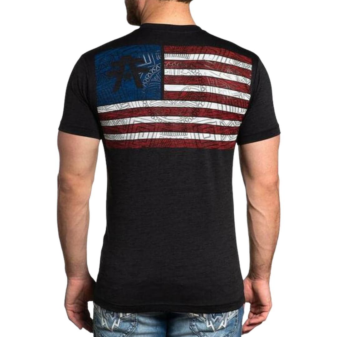 American Fighter Men's American Flag Graphic Black Tee Shirt
