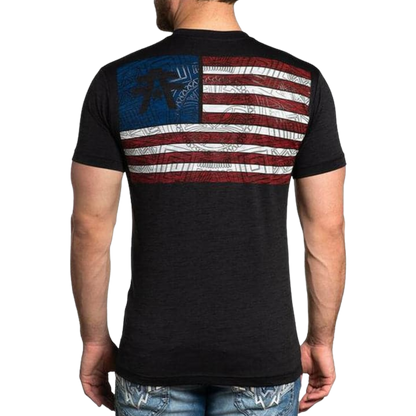 American Fighter Men's American Flag Graphic Black Tee Shirt