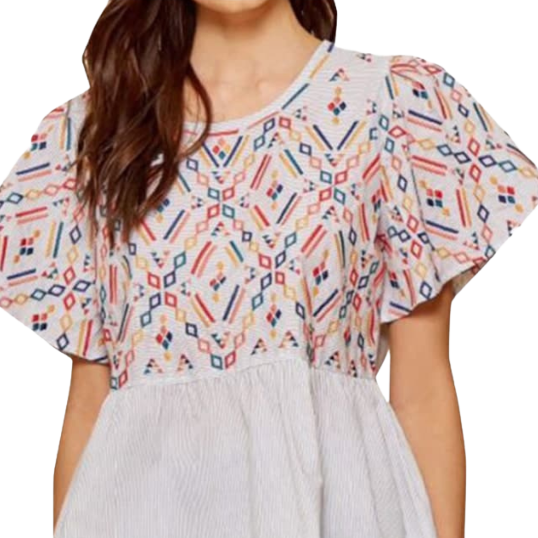 Andree Women's Western Babydoll Striped Multicolor Shirt