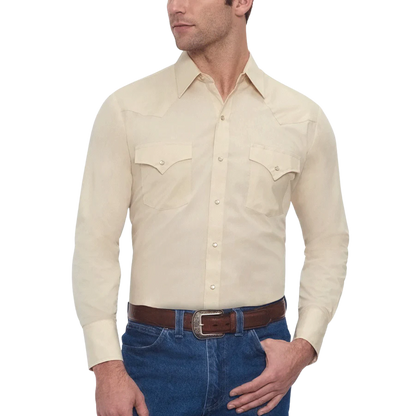 Ely & Walker Men's Long Sleeve Solid Light Brown Shirt