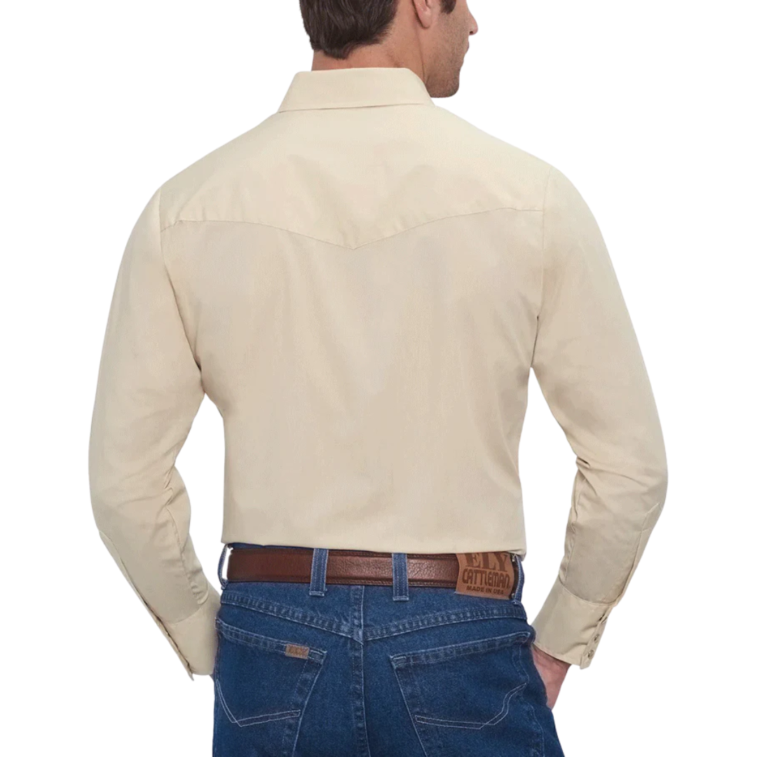 Ely & Walker Men's Long Sleeve Solid Light Brown Shirt