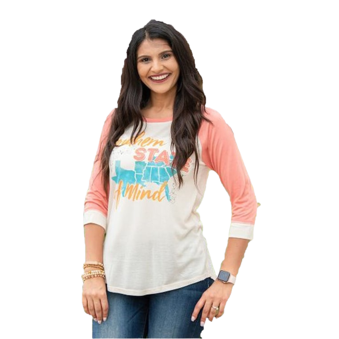 Southern Grace Women's State Of Mind Multicolor Tee Shirt