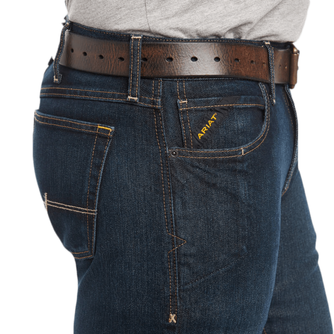Ariat Men's Rebar M7 Slim Stretch Basic Stackable Straight Blue Jeans