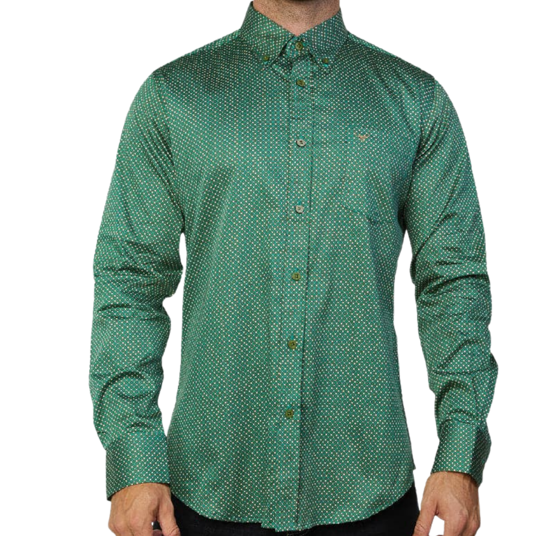 Platini Men's Mint Monogram Green Shirt