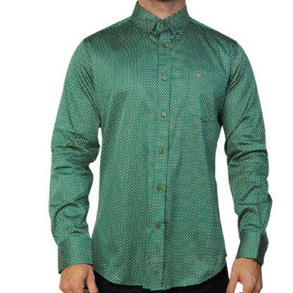 Platini Men's Mint Monogram Green Shirt