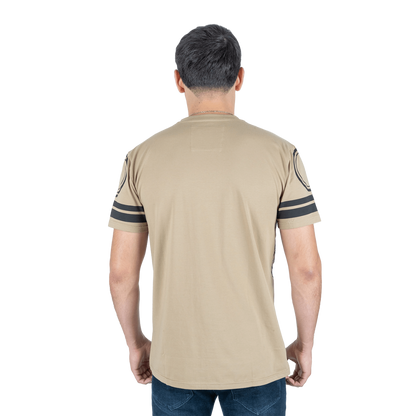 Platini Men's Cotton Rhinestone Khaki Tee Shirt
