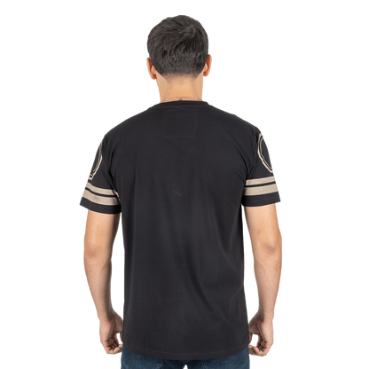 Platini Men's Cotton Rhinestone Black Tee Shirt