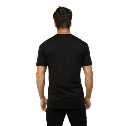 Platini Men's Cotton Rhinestone Original Print Black Tee Shirt
