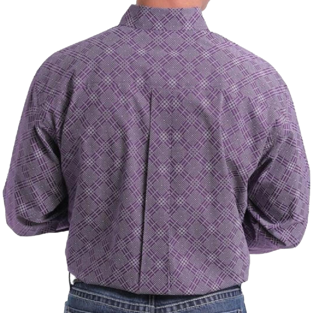 Cinch Men's Diamond Print Button Purple Shirt
