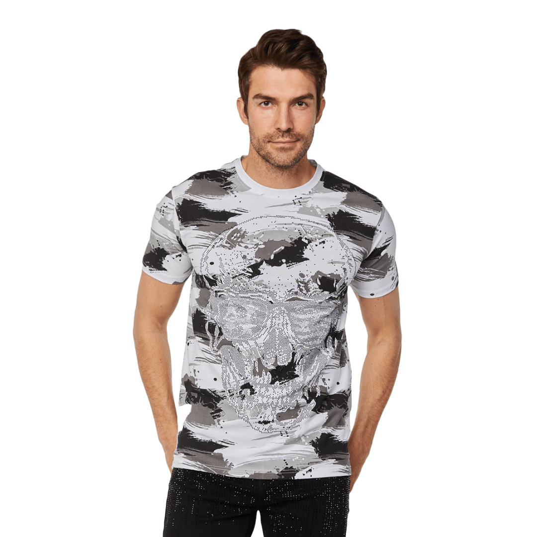 Platini Men's Stonework Round Neck Slim Cut Multicolor Tee shirt