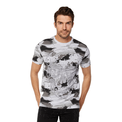 Platini Men's Stonework Round Neck Slim Cut Multicolor Tee shirt