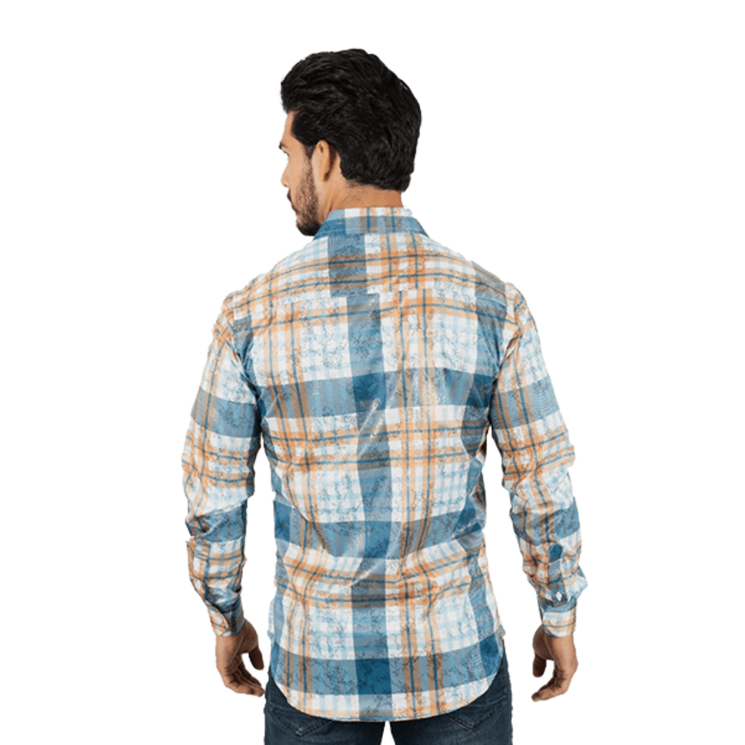 Platini Men's Modern Fit Long Sleeve Plaid Multicolor Shirt