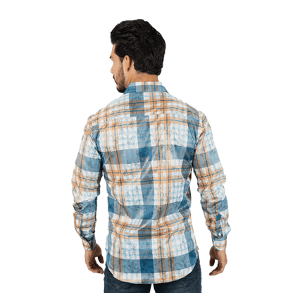 Platini Men's Modern Fit Long Sleeve Plaid Multicolor Shirt