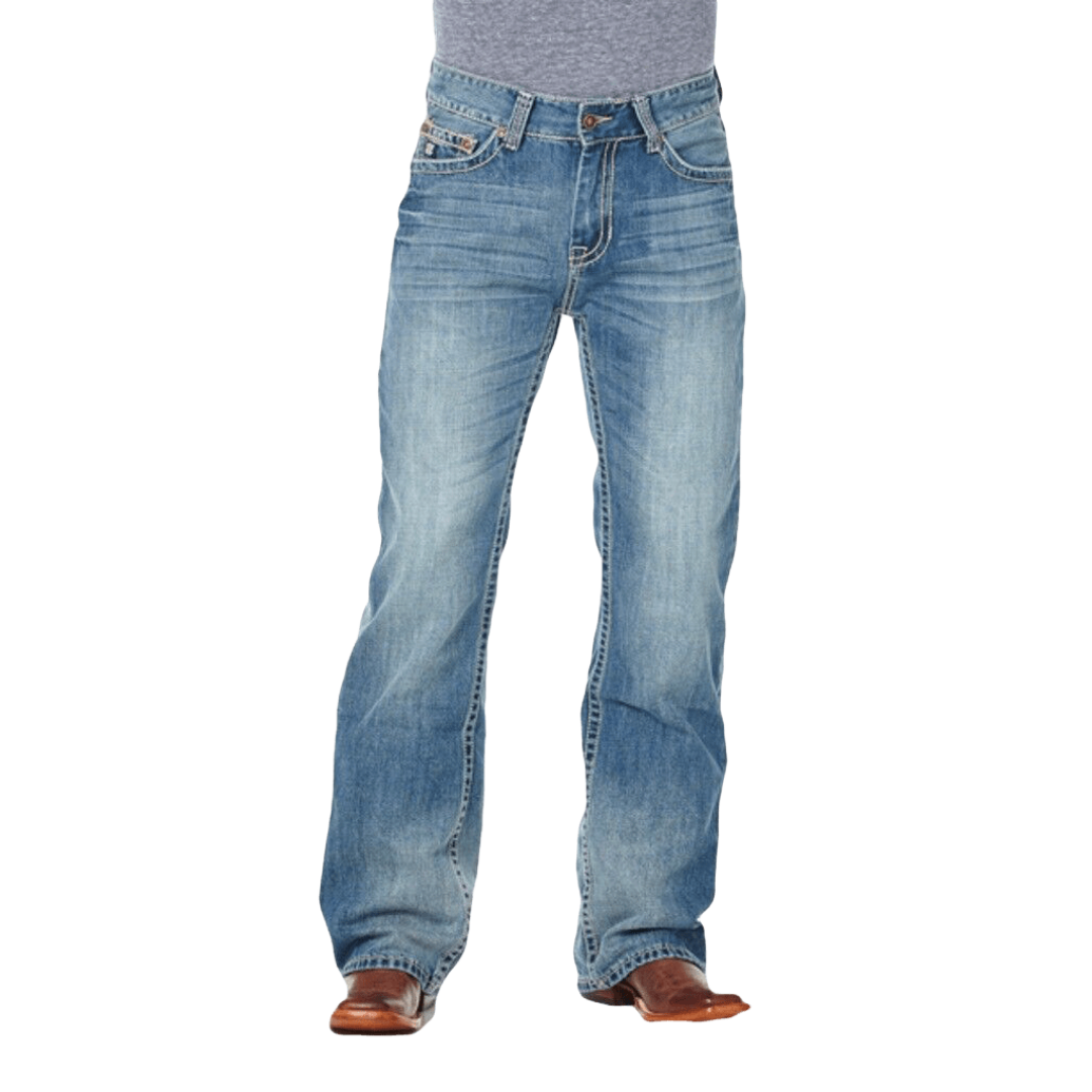 Sidran Men's Relaxed Fit Stonewash Blue Jeans