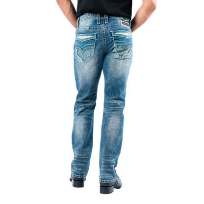 Platini Men's Light Wash Slim Boot Cut Blue Jeans
