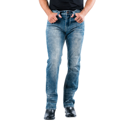 Platini Men's Light Wash Slim Boot Cut Blue Jeans
