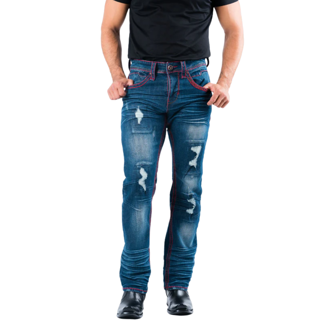 Platini Men's Light Wash Slim Boot Blue Jeans