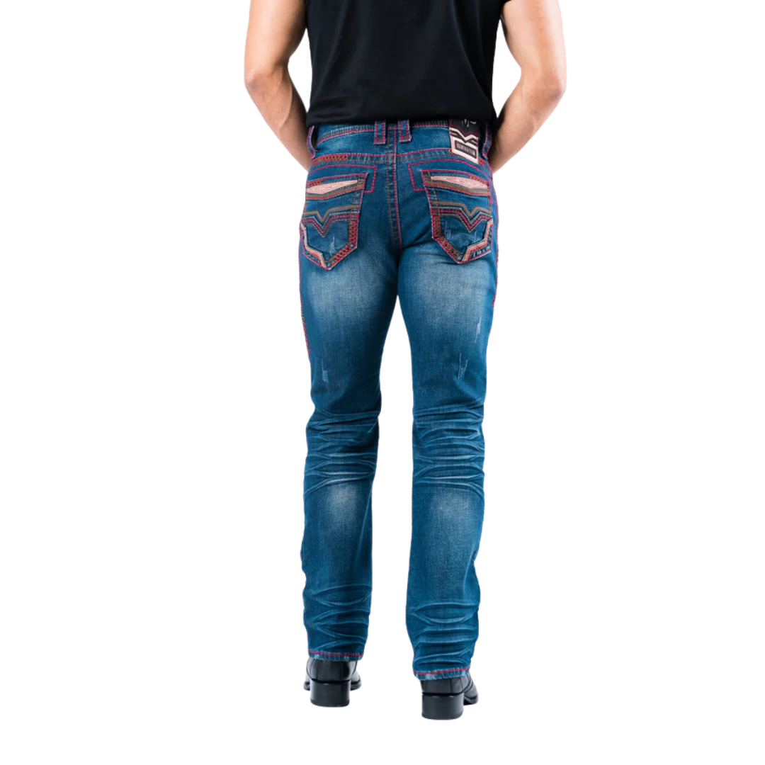 Platini Men's Light Wash Slim Boot Blue Jeans