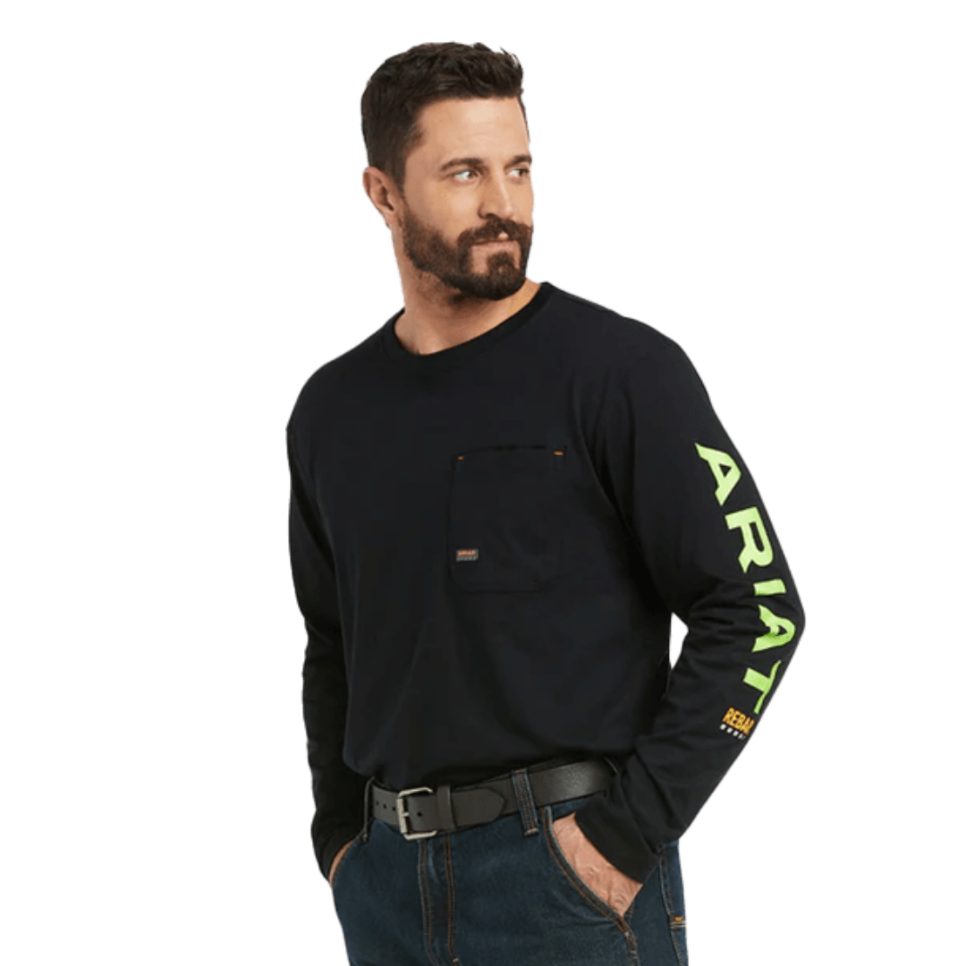 Ariat Men's Rebar Workman Logo Black Tee Shirt