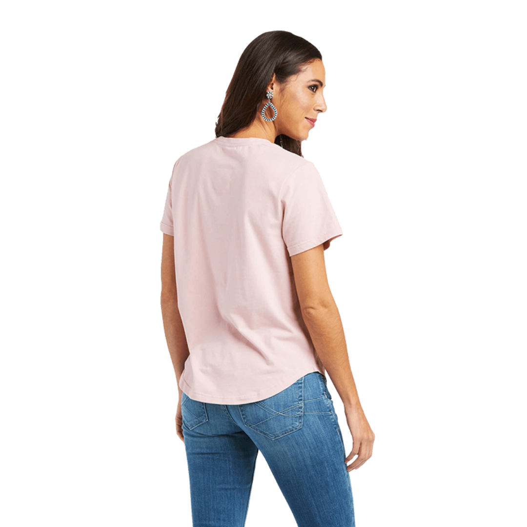 Ariat Women's Cowgirl Coffee Graphic Pink Tee Shirt