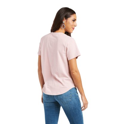 Ariat Women's Cowgirl Coffee Graphic Pink Tee Shirt