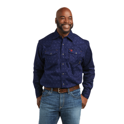 Ariat Men's Dunham Flame Resistant Long Sleeve Blue Shirt
