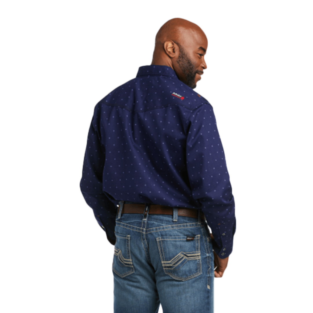 Ariat Men's Dunham Flame Resistant Long Sleeve Blue Shirt