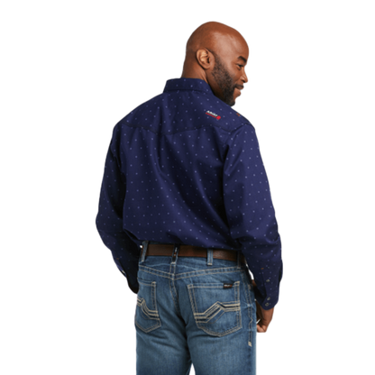 Ariat Men's Dunham Flame Resistant Long Sleeve Blue Shirt