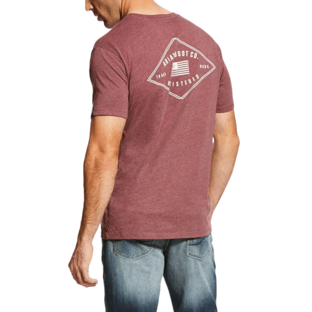 Ariat Men's US Registered Flag Short Sleeve Burgundy Tee Shirt