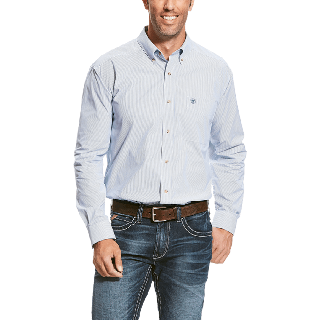 Ariat Men's Performance Mini Stripe Western Blue Shirt