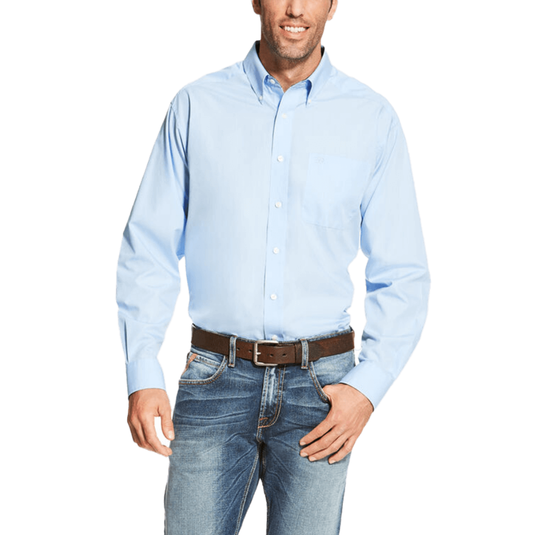 Ariat Men's Wrinkle Free Long Sleeve Western Light Blue Shirt